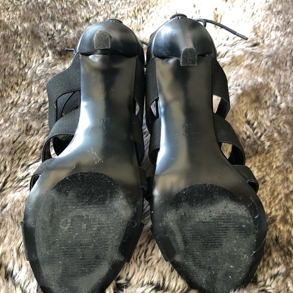 NINE WEST :Black Strap Leather Lace back Heel NWOT - Picture 4 of 8